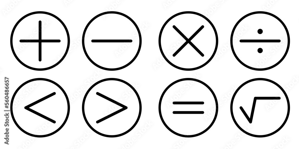 Math symbol icon set, simple math symbol - obrazy, fototapety, plakaty 