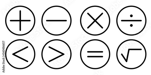 Math symbol icon set, simple math symbol