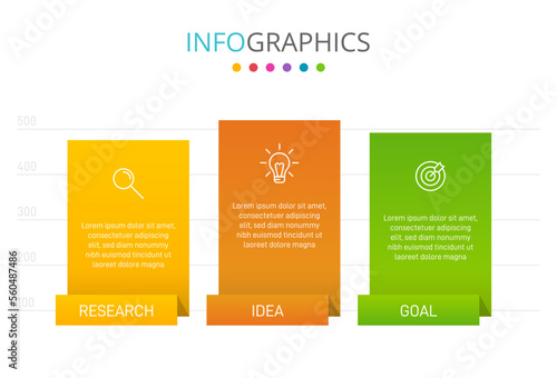 Vertical infographic design with icons and 3 options or steps. Thin line. Infographics business concept. Can be used for info graphics, flow charts, presentations, mobile web sites, printed materials.