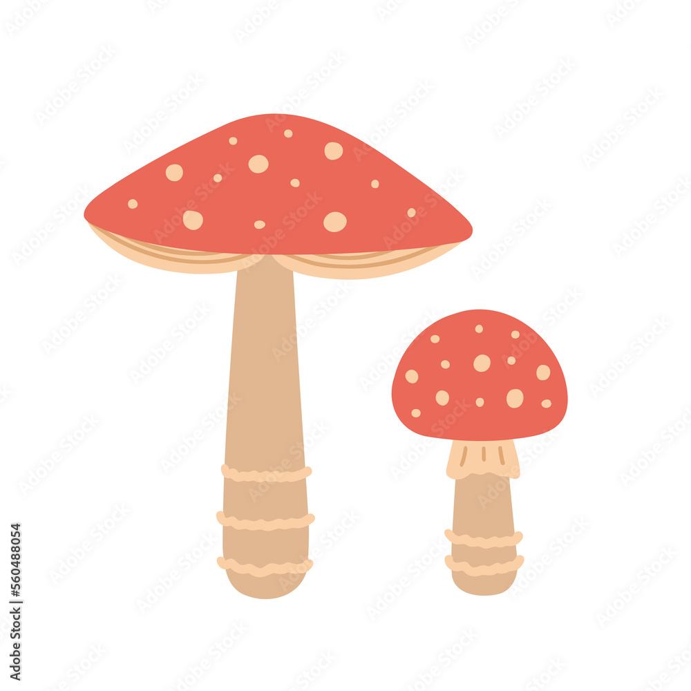 Fly agaric mushrooms. Retro mushrooms. Vector Illustration for backgrounds, covers and packaging. Image can be used for greeting cards, posters, stickers and textile. Isolated on white background. Fly agaric mushrooms. Retro mushrooms. Vector Illustration for backgrounds, covers and packaging. Image can be used for greeting cards, posters, stickers and textile. Isolated on white background.