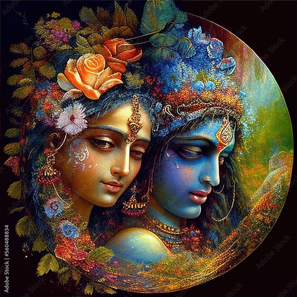 Beautiful painting of radha Krishna Hindu God image generative ai ...