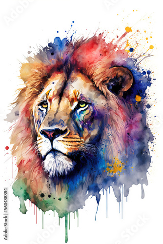 abstract watercolor image of a lion created with Generative AI technology