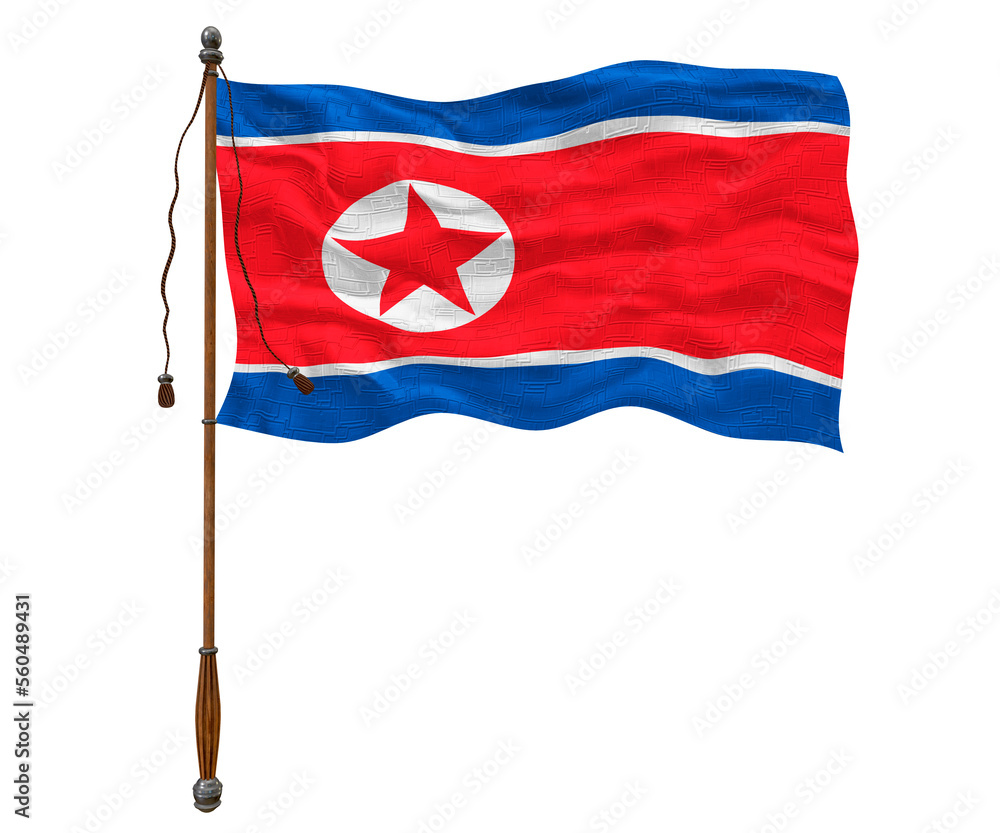 National flag of North Korea. Background with flag of North Korea. National flag of North Korea. Background with flag of North Korea.