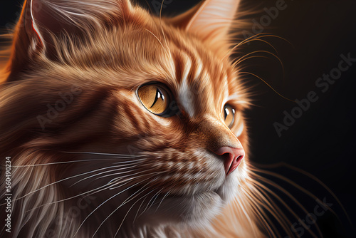 Cat zoom fur texture orange realistic created by AI technology