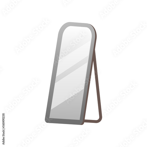 Living room interior mirror flat vector illustration. Cartoon doodle of modern mirror design for bedroom isolated on white background. Furniture, interior concept