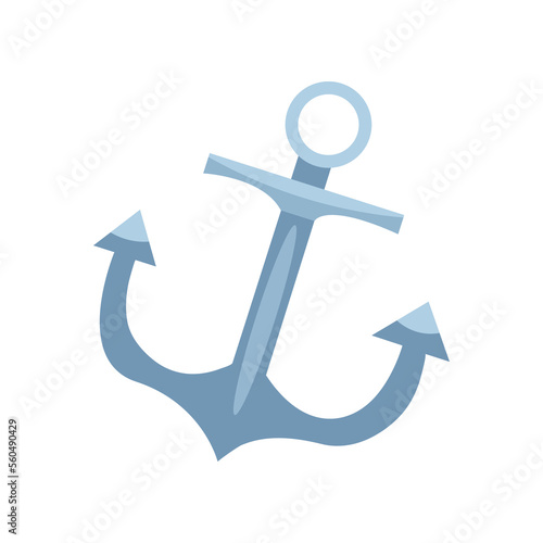 Metal anchor for kids flat vector illustration. Cartoon ship anchor. Adventure concept