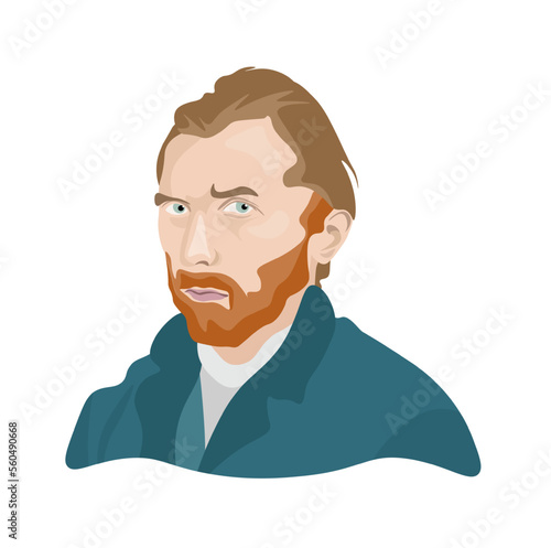 Portrait Vincent van Gogh, artist, vector graphics