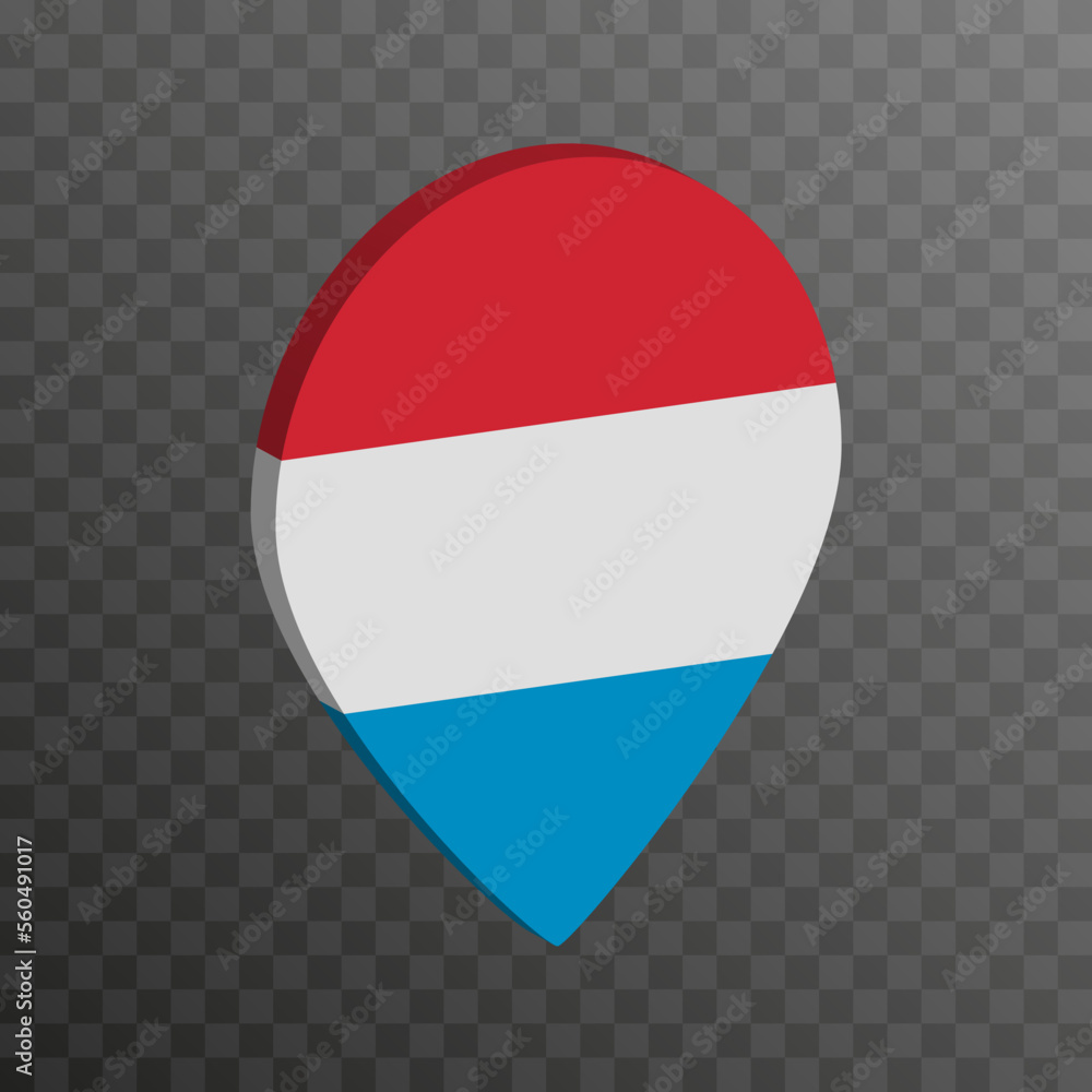 Map pointer with Luxembourg flag. Vector illustration.