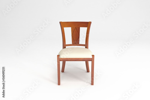 Front view, Modern Chair, minimal concept, Studio shot of stylish chair isolated on white background 3d rendering