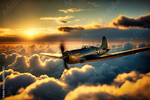 Photographie WWII plane in the sky