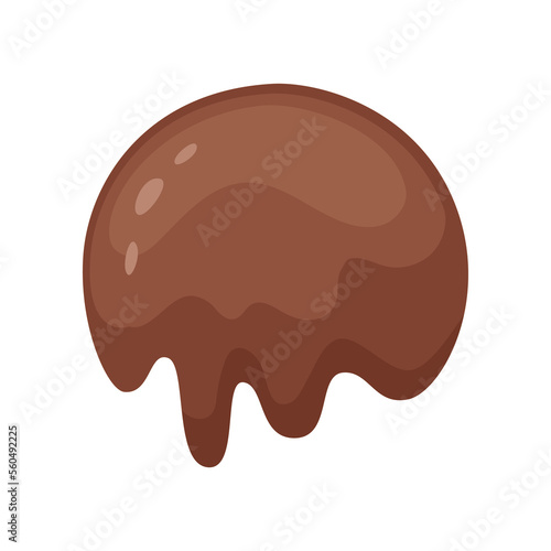 Scoop of chocolate ice cream for creating your own ice cream. Brown ice cream scoop cartoon illustration. Summer, sundae concept