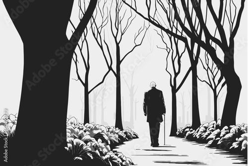 old man walking in the park