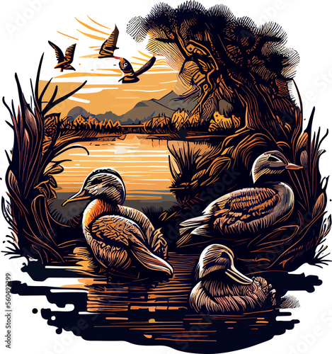 Ducks in the pond