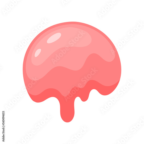 Scoop of pink ice cream for creating your own ice cream. Strawberry ice cream scoop cartoon illustration. Summer, sundae concept