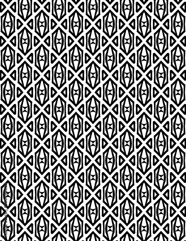 Black and white Geometric seamless patterns.  Seamless geometric coloring pages.
