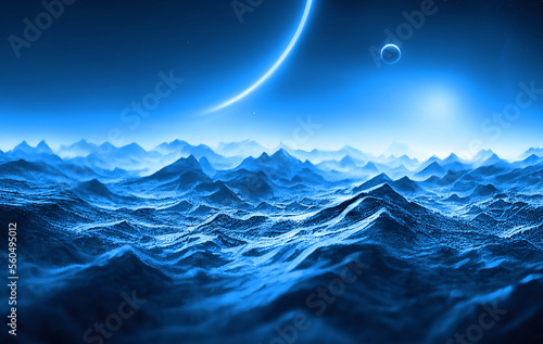 Fototapeta Naklejka Na Ścianę i Meble -  Blue background texture, wavy sea pattern , icy windy and curvy illustration winter art
