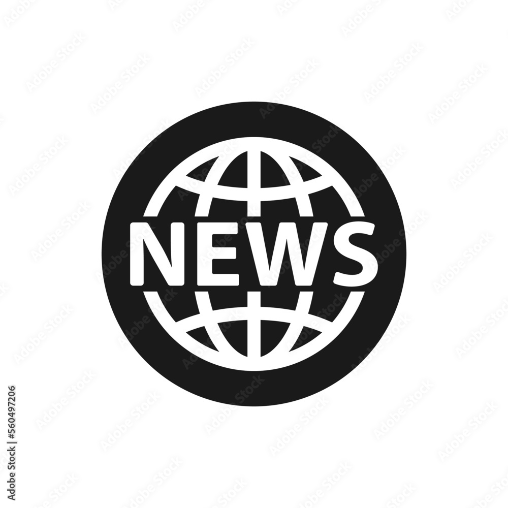 Global news icon flat style isolated on white background. Vector illustration Global news icon flat style isolated on white background. Vector illustration