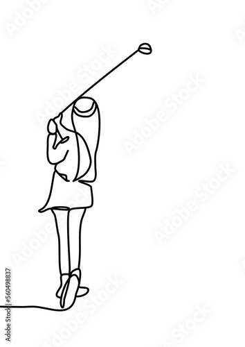 One continuous line drawing - play Golf