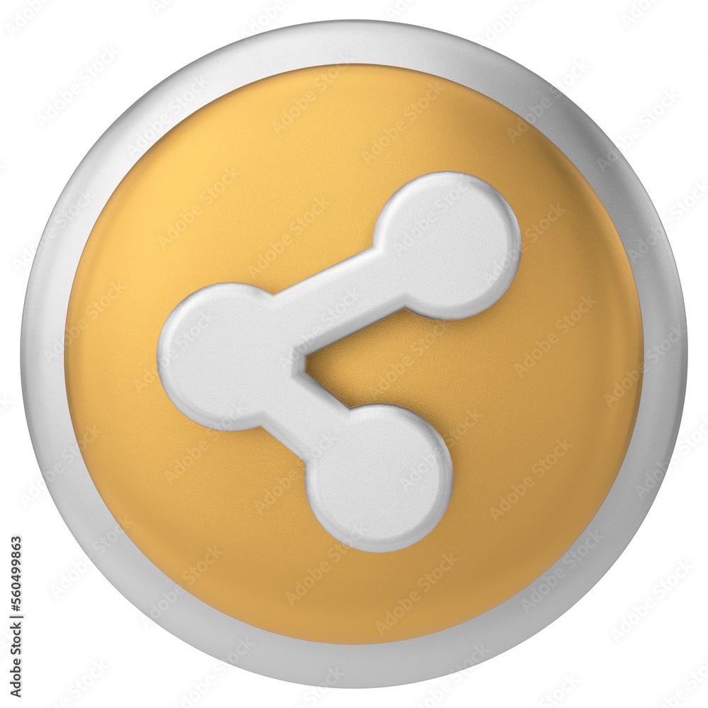 Share icon. Share button. 3D illustration. Share icon. Share button. 3D illustration.