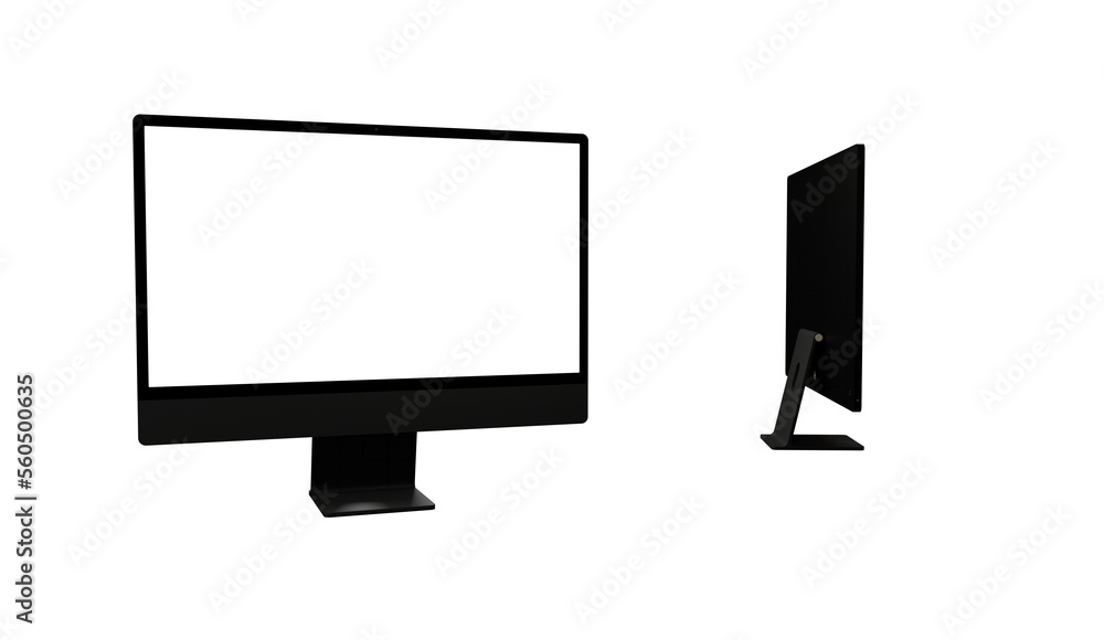 Computer display with white blank screen. Front view. Isolated on white background. 3D illustration. - mockup Computer display with white blank screen. Front view. Isolated on white background. 3D illustration. - mockup