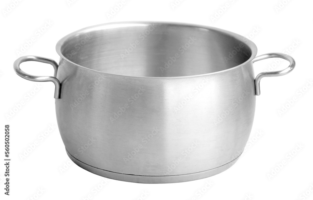 Open stainless steel cooking pot - obrazy, fototapety, plakaty 