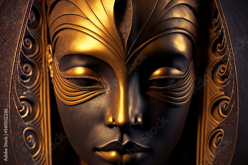 golden mask of an ancient Egyptian queen. Generative AI