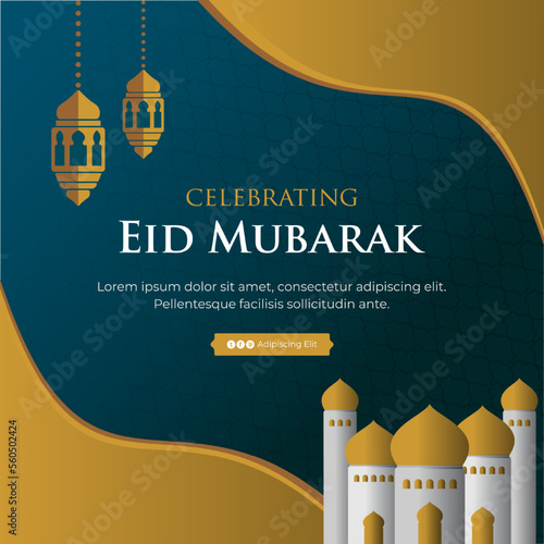 Islamic eid celebration social media post template