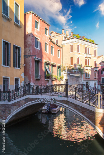 Valokuvatapetti Beautiful view of one of the Venetian canals in Venice, Italy