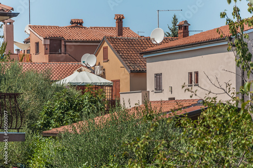 Roofs of houses in the private sector in the suburbs photo