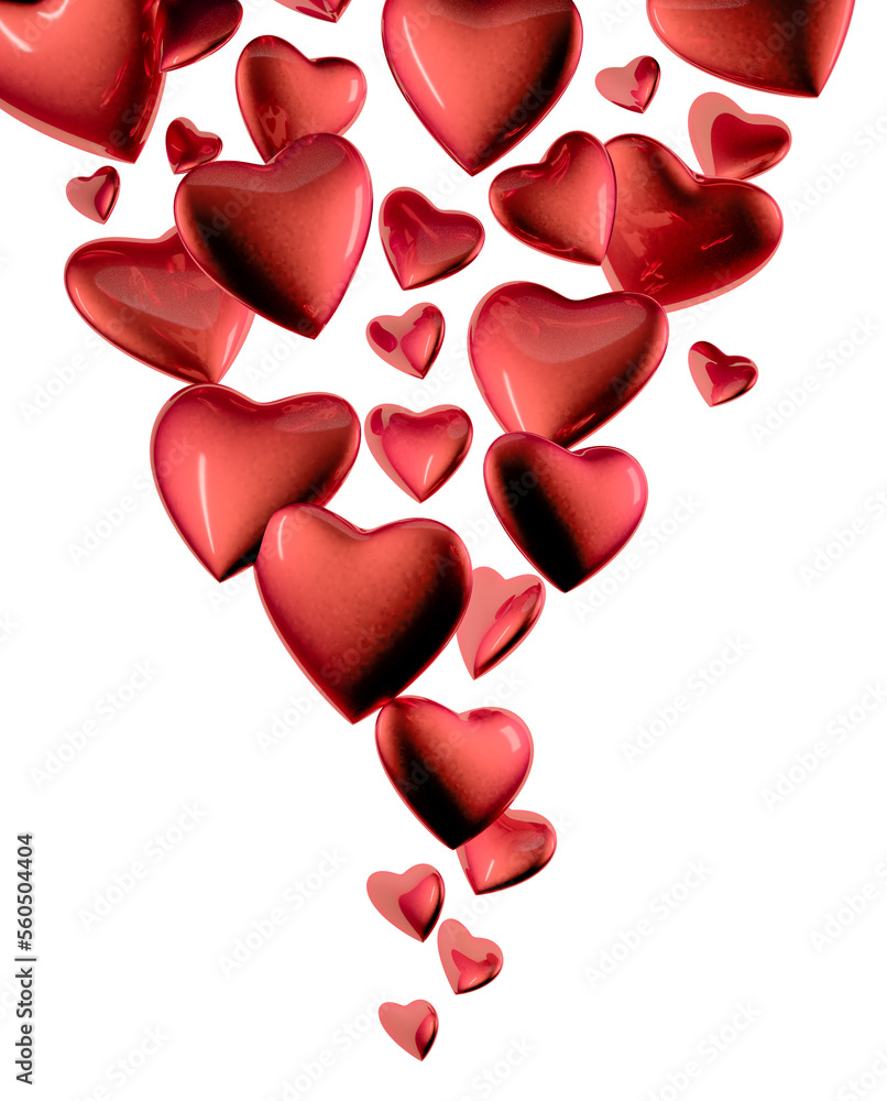 Hearts red flying on white background. Valentine's day concept Hearts red flying on white background. Valentine's day concept