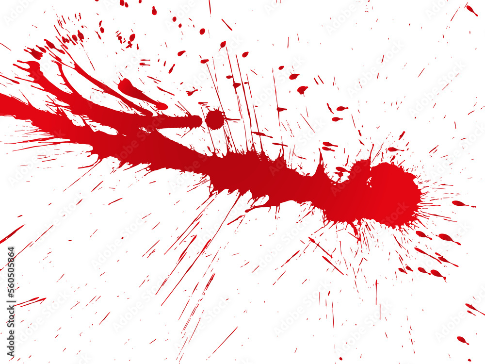 Blood drops and splatters on white background. Illustration on transparent background