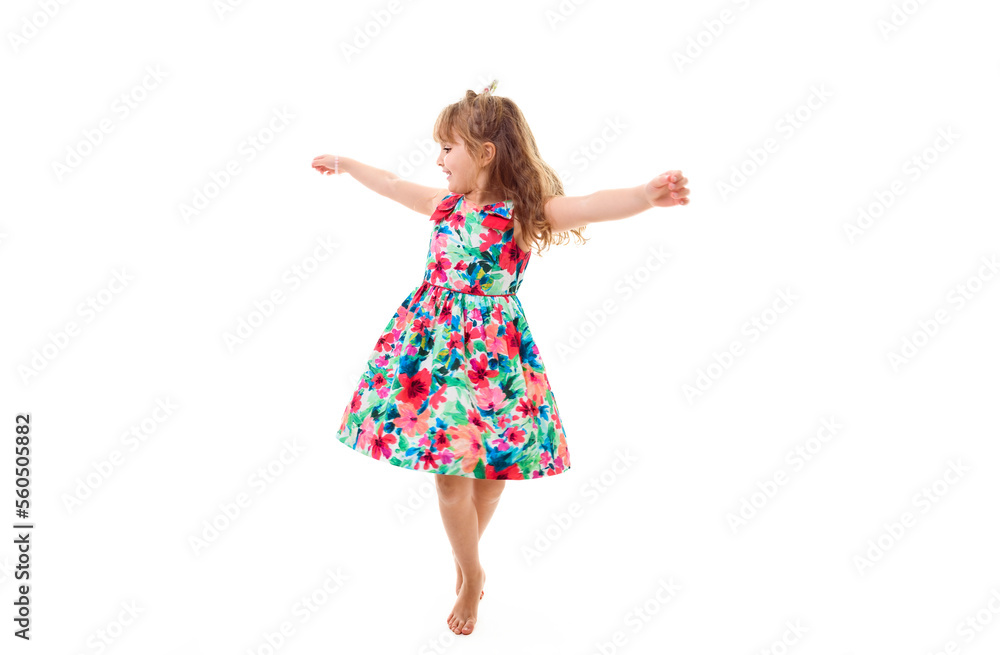 child girl in dress clothes have fun on studio child girl in dress clothes have fun on studio