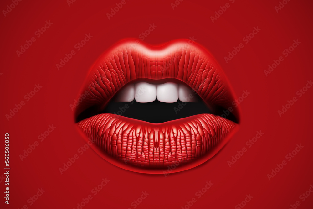 red woman's lips background, created with Generative AI red woman's lips background, created with Generative AI