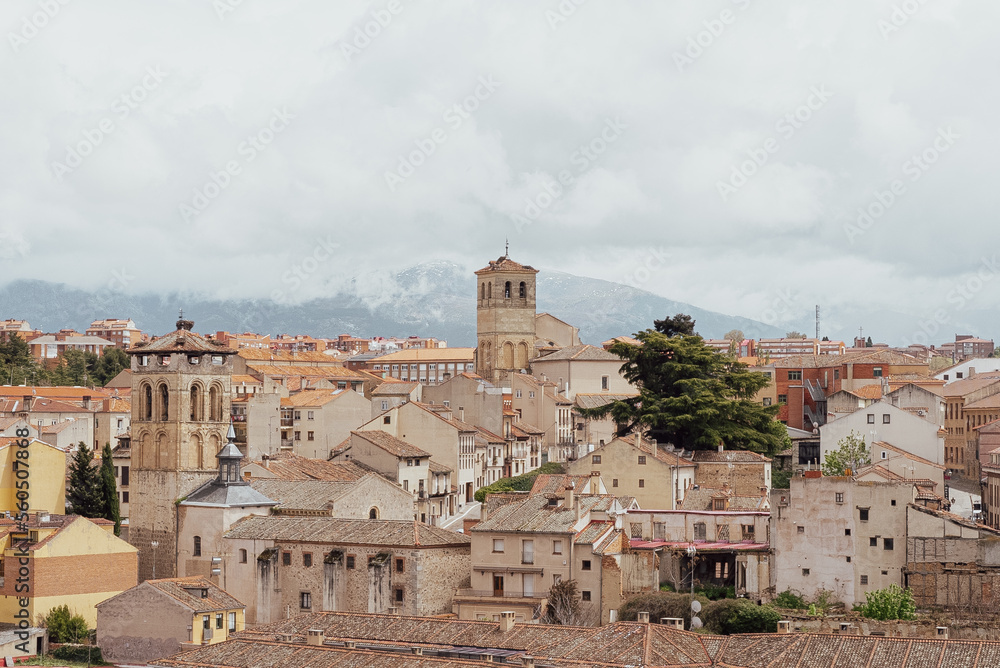Segovia, España. April 28, 2022: Panoramic landscape in the city with a view of the houses.