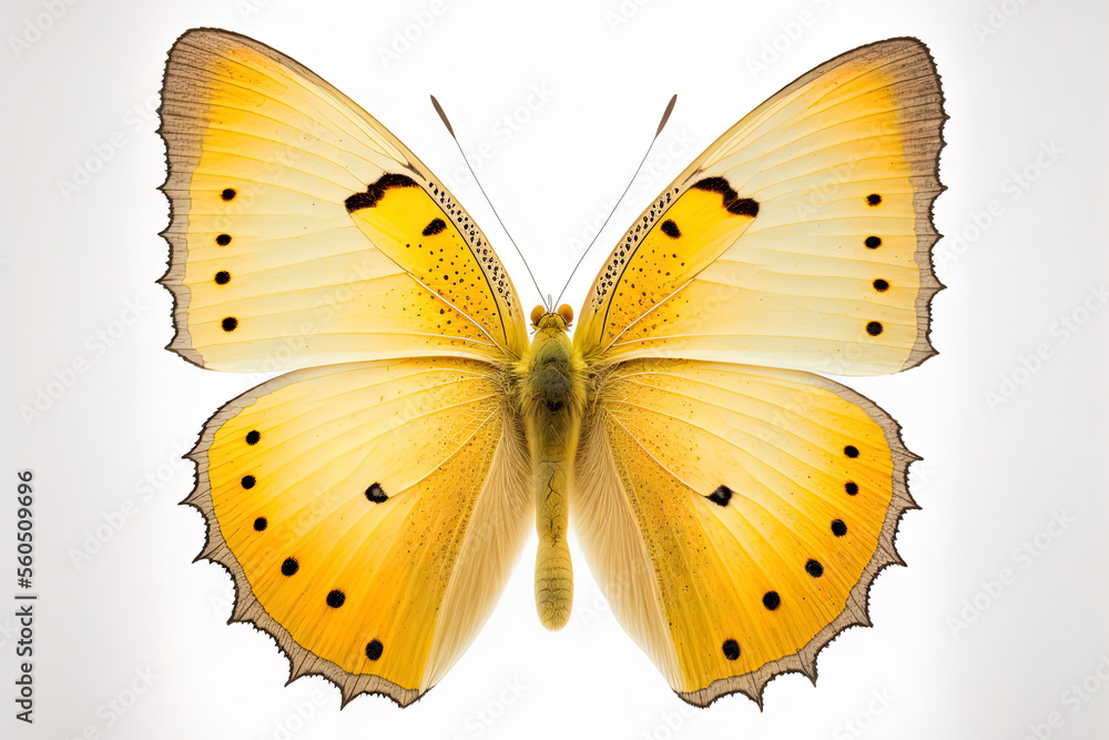 natural yellow butterfly isolated on white background. Generative AI natural yellow butterfly isolated on white background. Generative AI