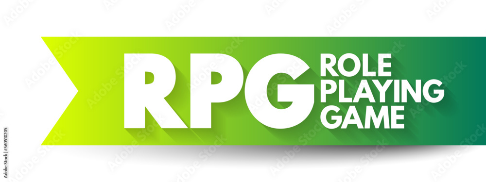 RPG - Role-Playing Game is a game in which players assume the roles of characters in a fictional setting, acronym text concept background RPG - Role-Playing Game is a game in which players assume the roles of characters in a fictional setting, acronym text concept background