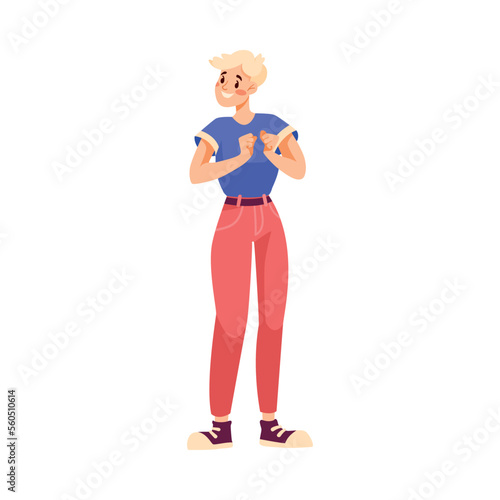 Woman Sport Fan Character Supporting Team Cheering at Stadium Vector Illustration