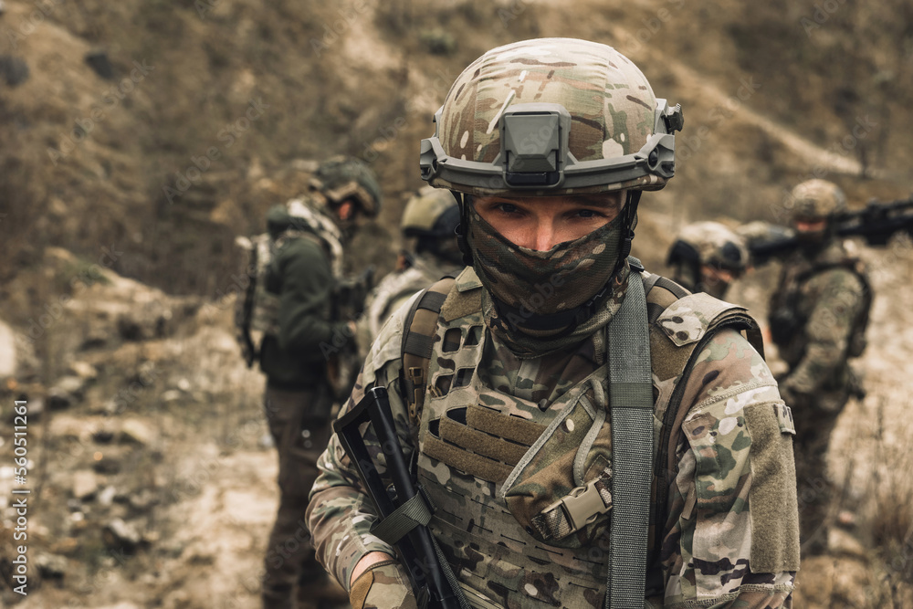 Group of soldiers on a shooting range Group of soldiers on a shooting range