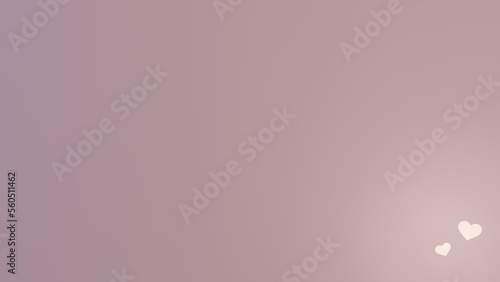 3d render of pink gradient background with two small light emission hearts
