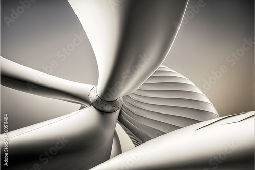 Fototapeta Naklejka Na Ścianę i Meble -   a white abstract image of a large object with a spiral design on it's side and a circular object in the middle of the image with a circular object in the middle of the middle.