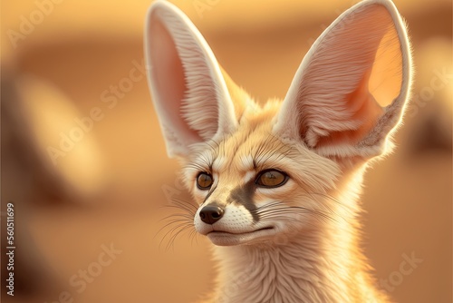  a digital painting of a fox with a surprised look on its face and ears, with a blurred background of sand and grass, and a soft, with a soft, soft, soft,.