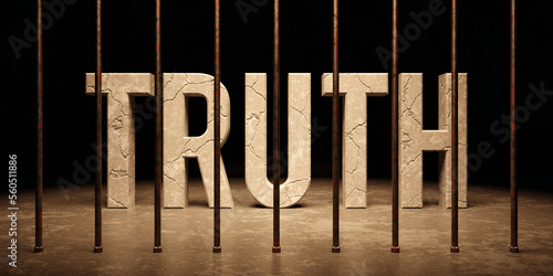 Quadro su tela The truth text word message behind bars in prison 3D render, censored concept