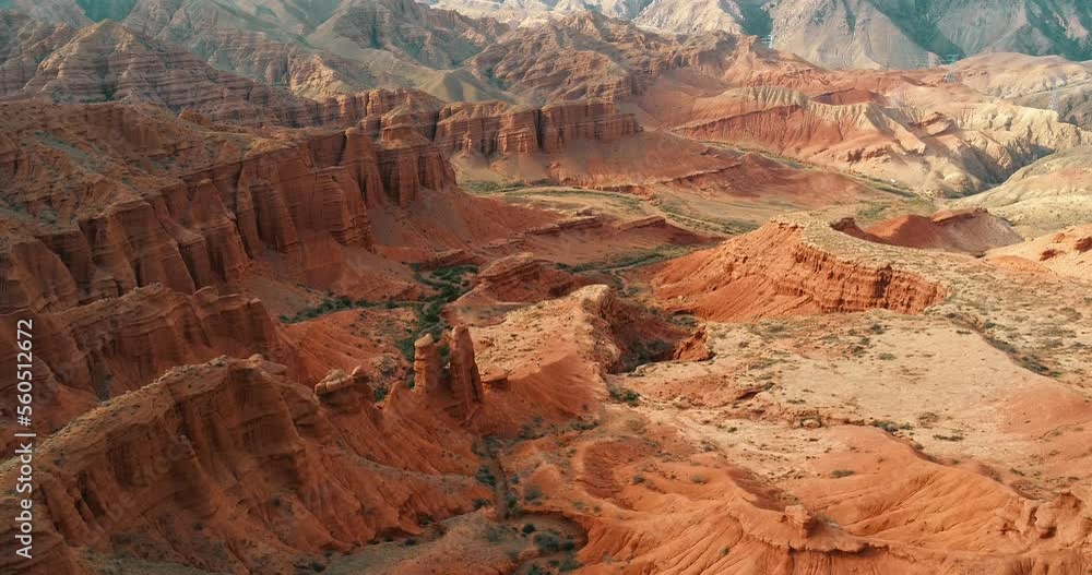Aerial slow motion view of Mars Canyon with red mountain rock Aerial slow motion view of Mars Canyon with red mountain rock