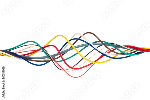Colorful electrical cable wire isolated on white background