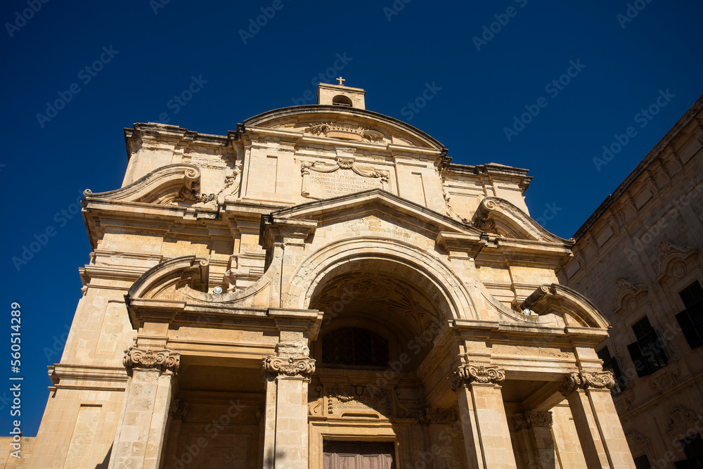 Valletta, Malta. October 7, 2022. Church of Saint Catherine of Italy, built in 1576 by the Knights of Saint John