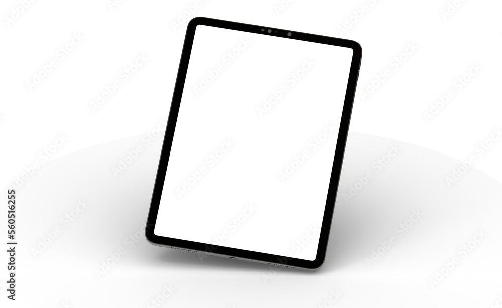 Photo 3D brandless tablet with empty screen isolated - obrazy, fototapety, plakaty 