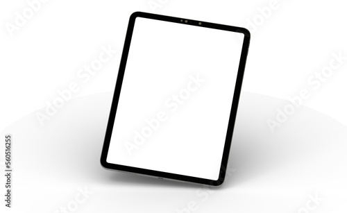 Photo 3D brandless tablet with empty screen isolated