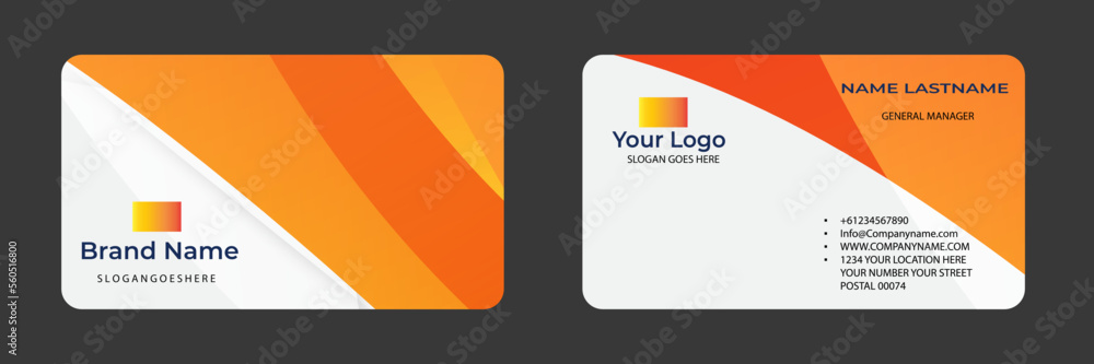 Fototapeta premium Creative and modern business card design . Double sided business card design template . flat orange business card inspiration.