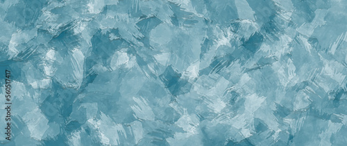 Blue ice texture background for cover design, cards, flyers, poster, banner or design interior. Hand drawn painted illustration. Stucco. Wall. Textured surface. Blue winter frozen backdrop.