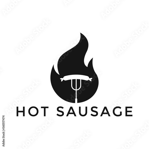 Modern simple logo hot sausage  Simple hot sausage vector logo design template